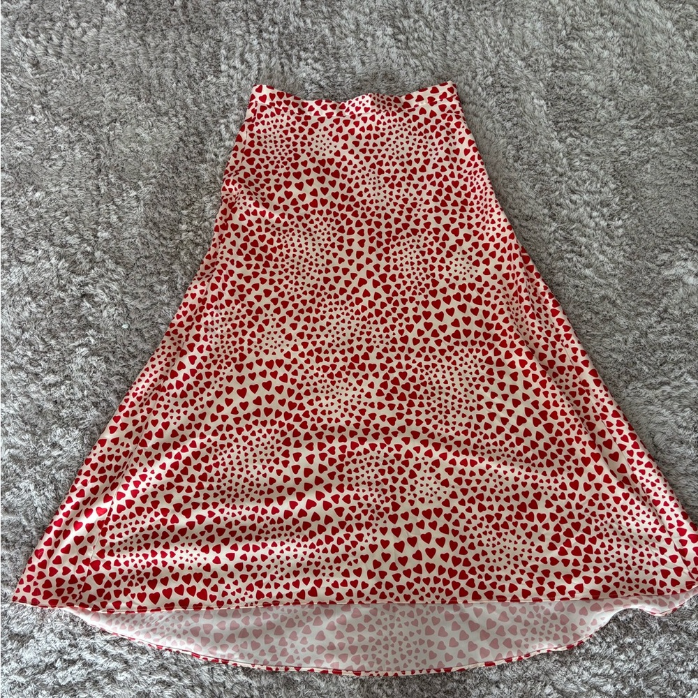 ViVI Red and White Heart A-Line Skirt